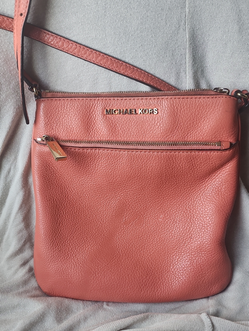 Michael Kors Coral-Pink Pebbled Leather Crossbody